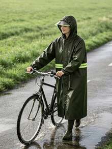 Full‑Length Waterproof Hooded Raincoat, Unisex Loose Fit Long Rain Coat For Commuting Travel Camping - Long Hiking Raincoat - View 7
