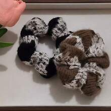 2pcs Autumn Dual-Color Plush Knitted Scrunchies, Suitable For Women's Daily Wear - Multicolor - View 7