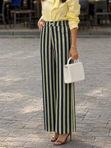 Women's Autumn Elegant Casual Fashion Striped Long Pants, Suitable For Vacation And Outings - Multicolor - View 2
