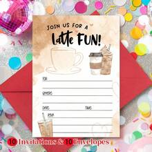10 Invitation Cards And 10 Envelopes, Double-Sided Design - Perfect For Birthday, Graduation, Wedding, Back To School Or Friendship Day Celebrations, Dessert Party, Coffee Gathering - A - View 4