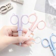 1pc Mini Folding Scissors With Safety Cover, Portable Small Pocket Travel Paper Cutter For DIY Crafts Journaling, Cute Student Stationery - Multicolor - View 10
