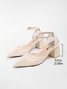 New Chinese Style White High Heel Women's Half-Slip Thin Heel Pointed Toe Lace Embroidered Two-Way Wear Sandals - Beige - View 7