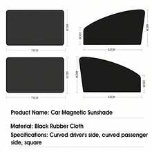 Easypie Selection 1件/2件/4件裝 磁吸式汽車遮陽簾 前窗、後窗與側窗遮陽簾 適用於轎車與卡車 防紫外線 隱私防曬遮陽簾 中性款（黑色） - 磁吸遮陽簾 - 查看 10