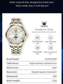 OLEVS 3638 Men Watch Original Quartz Watch Stainless Steel Waterproof Luminous Large Dial Day Date Watches Luxury Men Box Reloi - White - View 12