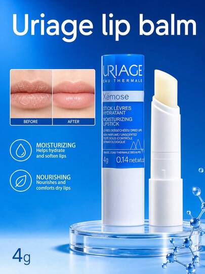 Uriage Moisturizing Lip Balm 4g, Pelembap Bibir Perbaikan, Melembapkan dan Melembutkan Kulit Mati, Memudarkan Garis-garis Bibir, Dapat Digunakan Sebagai Alas Lipstik, Cocok untuk Bibir Kering dan Pecah-pecah, Penggunaan Sehari-hari, Pilihan Hadiah