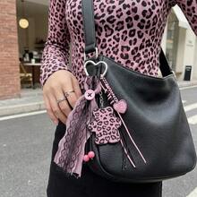 Gantungan Kunci Motif Leopard Beruang Renda Hati Gaya Retro Baddie untuk Tas Ransel dan Dompet, Aksesori Tas Tangan - MultiWarna - View 1