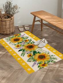 1/2pcs Autumn Sunflower Pattern Vintage Diatomaceous Earth Bath Mat, Super Absorbent, Non-Slip, Perfect For Bathroom, Kitchen And Dining Room, Quick Dry, Ideal Home Decor And Bathroom Mat Gift, Holiday Gift! - Multicolor - View 7