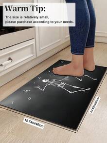 1/2pcs Halloween Floor Mat, Skull Pattern, Autumn Vintage Diatomaceous Earth Mat, Super Absorbent, Non-Slip, Perfect For Bathroom, Kitchen And Dining Room, Quick Drying, Perfect Gift For Home Decor And Bathroom Mat, Halloween Holiday Gift! - Multicolor - View 13