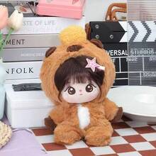 20cm Cute Cotton Capybara Themed Jumpsuit, Paired With Adorable Lemon Top, Soft And Warm Hooded Doll Outfit, Fashionable And Cute Doll Accessory, Suitable For Daily Dress-Up And Holiday Gifts - Multicolor - View 9