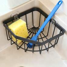 1pc Corner Triangle Storage Rack For Kitchen Sink, No Drilling Bathroom Storage Rack, With Drainage, PP Material, Home Use, Drainage Rack - Multi-color - View 4