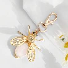 Gold Bee Bag Charm Keychain, Vintage Hollow Insect Metal Bag Pendant, Luxury Exquisite Small Animal Charm, Daily Commute Date Handbag Backpack Decoration Accessory, Creative Gift For Women Girls Best Friends - Multicolor - View 3