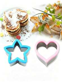 4pcs Sandwich Edge Cutter Mold Set, Sandwich Cutter, Cookie Mold, Fruit & Vegetable Cutter, Bento Box Food Fork, Creative Mold - Butterfly, Dinosaur, Five-Point Star, Heart Shape, Suitable For Bento Box, Home Kitchen, Picnic, Camping, DIY Breakfast Baking Mold - - - View 4