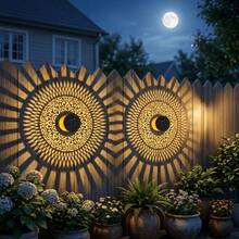 2.Mandala Diamond Design Solar Projection Wall & Table Lantern, Metal Pierced Iron Craft Night Lamp, Flexibleuse Fixture For WallMount, Hanging & Tabletop, Ornament For Desk, Patio, Courtyard, Halloween Christmas Easter Day Of The Dead Festival Decor - Mandala Diamond Pattern Projector Wall Lamp - View 4