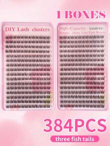 Special Offer Multi-Box Set (1/2/3 Boxes, 384 Clusters) - D Curl Large Capacity Eyelash Tray, Premium Quality Low Price, New DIY Eyelashes, Fluffy Soft 3D Faux Mink False Eyelashes, Lightweight And Comfortable, Suitable For DIY Lash Extension Makeup Effect - D - View 14