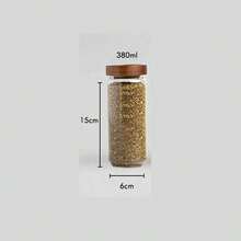 Round Glass Storage Jar With Rosewood Lid, Household Kitchen Spice/Cumin Storage Bottle - Round Acacia Wood Storage Bottle - View 11