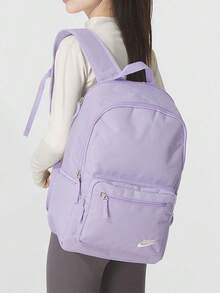 Nike Heritage 23L Embroidered Small Logo Solid Color Lightweight Polyester Backpack Unisex Light Purple - Mauve Purple - View 1