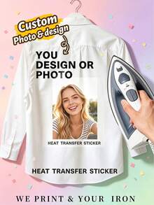 Custom Photo Transfer Decal, Personalized Image & Text Patch For T Shirts, Hoodies, Tote Bags, Pillows & Fabric Decor, Minimalist DIY Style, Customized Clothing Decoration, Customizable Creative Gift, Birthday Gift, Father's Day Gift, Holiday Gift - Multicolor - View 11