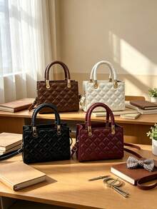 This Stylish Solid-Color Retro Handbag Can Easily Hold Everyday Essentials And Is Suitable For Various Styles And Occasions. - Multicolor - View 2