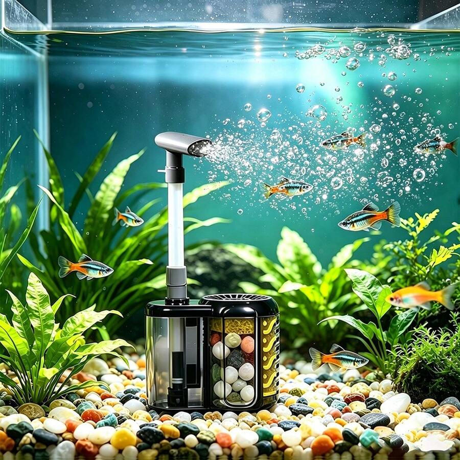 Electric Sponge Aquarium Filter, Mini Fish Tank Water Purifier, Bio-Foam Filter With Built-In Filter Media, Adjustable Flow And Telescopic Tube, Suitable For Small Aquarium Oxygen Aeration Circulation Filter - Filter Media & Consumables - View 1