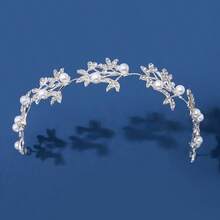 1pc Women's Pearl Alloy Rhinestone Headband, Bridal Wedding Princess Hair Accessory, Suitable For Party, Birthday, Ceremony, Valentine's Day Gift - Gold - View 9