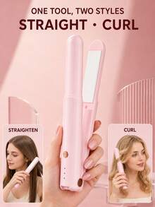 Pelurus & Pengeriting Rambut 2-in-1 Nirkabel Portabel 2000mAh, Dapat Diisi Ulang USB Tipe-C, Setrika Penata Rambut Mini Keramik dengan 3 Pengaturan Panas untuk Perjalanan - MultiWarna - View 2