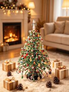 1pc DIY Beaded Christmas Tree Kit, Handmade Mini Desktop Christmas Bead Art, Create Your Own Sparkling Holiday Decor, 3D Crystal Bead Christmas Tree Making Set, Holiday Desktop Decoration - Multiple Styles - View 3