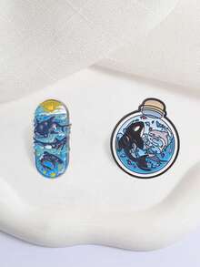 Ocean Shark Orca Whale Enamel Pin Set Skateboard Bottle Cartoon Marine Animal Lapel Badge For Backpack Jacket Decor - Multicolor - View 5