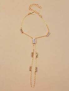 1pc Rhinestone Linked Finger & Hand Chain, Unique Design Minimalist Elegant Hand Accessory, Suitable For Banquet & Party Wear - Geometry - View 6