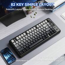 Free Wolf M75 Wireless Gaming Keyboard, RGB Backlit Rechargeable 2000mAh Battery, Compact Membrane With Mechanical Feel Keyboard With Smart Display And Knob, PBT Gradient Keycaps Compatible With PC And - View 6