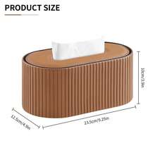 Magnetic PU Leather Tissue Box Cover, Italian Vintage Style Oval Shaped Tissue Storage Box, Suitable For Bathroom Countertop, Bedroom Nightstand, Office Desk, Decorative And Storage Dual Use - View 2
