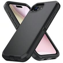 Heavy Duty Shock Resistant Phone Case For Galaxy/Apple, Matte Black Full Body Sturdy Protective Cover With Camera Protection - Black - View 113