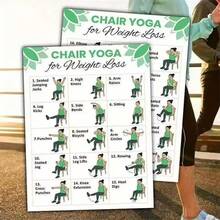 1 Set 2-Piece Chair Yoga Chart 30-Day Workout Plan, Chair Yoga Training Guide, Suitable For Seniors Beginners Dynamic Balance Flexibility - View 1