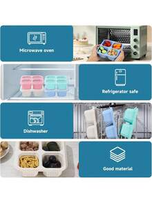 1 buah Kotak Bekal Bento Multi-Kompartemen Tertutup yang Dapat Digunakan Kembali, Wadah Makanan Portabel Anti Bocor dengan Tutup, Cocok untuk Sekolah, Kampus, Kantor, Berkemah dan Piknik, Aksesori Penyimpanan Praktis untuk Kampus dan Dapur - MultiWarna - View 5