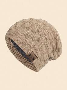 MAKEFGE 1pc Unisex Outdoor Casual Fashion Warm Personalized Streetwear Autumn/Winter Thermal Lined Thick Knit Beanie Hat Suitable For Daily Wear - F & S Standard - View 18