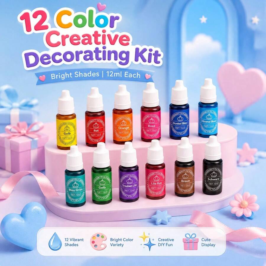 Liquid Decorative Color Set, Vibrant Multi-Color Pigment Set, Suitable For Baking Decoration Projects, DIY Handicrafts, Party Decorations, Surface Styling And Creative Art Supplies - View 1