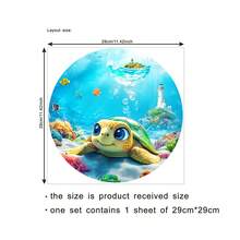 1pc Cute Sea Turtle Ocean World Appliance Stickers, Removable Self-Adhesive Waterproof PVC Decals, Suitable For Washing Machine Doors, Refrigerators, Kitchens, And Home Decor. - Sticker - View 4