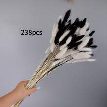 人造花飾品 17英吋蓬蓬草花藝裝飾，大容量高款兔尾草人造植物，波希米亞風婚禮裝飾 - 黑與白 - 查看 7