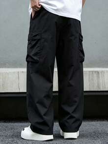 Quần ống đứng nam phong cách công sở quay lại trường học, kiểu techwear đường phố dáng suông rộng, mặc hằng ngày đi làm/đi học mùa xuân/thu, streetwear dã ngoại - màu đen - Xem 2