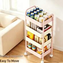Multi-Layer Mobile Storage Cart With Wheels, Flexible Push And Pull Design, Large Capacity Tiered Storage, Suitable For Kitchen Spice Storage, Bedroom Clutter Organization, Bathroom Supplies Storage, Snack Storage, Multi-Functional Home Storage Organizer - Multicolor - View 2