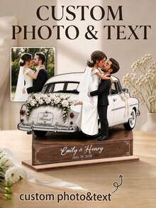 Personalized Name And Date Bride And Groom Car Figurine, Cartoon Portrait Wedding Couple Statue, Custom Appearance Keepsake For Newlyweds, Wedding Reception Decor, Bridal Shower Gift, Anniversary Gift For Couples, Romantic Home Display - Multicolor - View 8