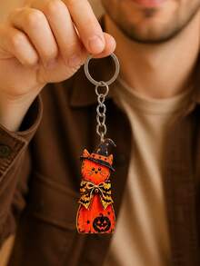 2d Flat Acrylic Witch Cat Decoration Keychain Pendant, Cat Keychain, Event Commemorative Gift, Couple Keychain, Backpack Pendant, Car Keychain, Unisex - Multicolor - View 6
