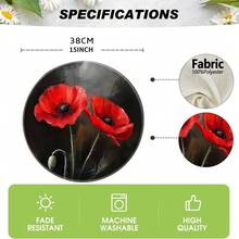 1/4/6pcs Dark Red Poppy Hand-Painted Pattern Placemats, Suitable For Home Kitchen, Made Of Polyester Fiber, Kitchen Table Decoration, And Party Scene Decoration - Multicolor - View 8