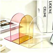1pc/2pcs Transparent Colored Acrylic Bookends, Thickened Non-Slip Transparent L-Shaped Desktop Magazine Book Holder, Office Desk Organizer, Adjustable Space-Saving Design, Suitable For Home, Office, School, Back To School Season, Home Decor - Multicolor - View 19
