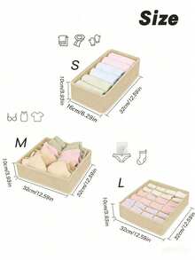 1/3pcs Drawer Divider Organizers,Foldable Wardrobe Storage Baskets And Fabric Storage Boxes,For Storing Clothes,Underwear,Bras,Ties,Accessories,Socks.Bathroom Storage Bags,Wardrobe Storage Bags,Essential For Dorm & College.Autumn Home Decor/Halloween - Beige - View 6