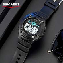 Skmei 2636 Sports Running 5atm Water Resistant TPU Strap Top Quality Unisex Digital Watch For Sport - Black and White - View 2