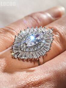 1pc Elegant Cubic Zirconia Ring For Women, Wedding Engagement Party Jewelry, Valentine's Day Gift - 1# - View 10