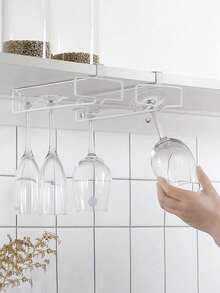 1/2/3pcs Under Cabinet Wine Glass Rack, Stemware Storage Rack, Kitchen Hanging Metal Glass Holder, Space-Saving, Easy Installation, Non-Slip, No-Drill Glassware Storage Rack, Suitable For Kitchen, Bar, Cafe - Multicolor - View 2