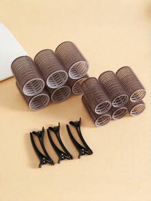 Self-Adhesive Hair Roller Set, Includes 6 Hair Rollers And 3 Hair Clips, Salon-Grade Curling Iron, Suitable For DIY Hair Styling, Heat-Free Hair Rollers. - Coffee Brown - View 4