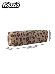 Corduroy Material, Nylon Zipper And Durable Polyester Lining Leopard Print Pencil Case. This Reusable Desktop Stationery Storage Box Is Ideal For Teens To Organize Office And Study Supplies. - Multicolor - View 16