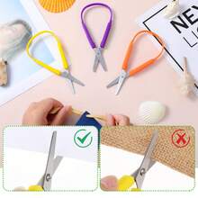 3pcs Mini Ring Scissors, Macaron Color Plastic Scissors, Suitable For DIY Paper Crafts, School Art Projects, Creative Stationery, Smooth Cutting, Left And Right Handed Self-Opening Scissors, Office And Home Use, Mixed Colors, Back To School Supplies - A - View 4
